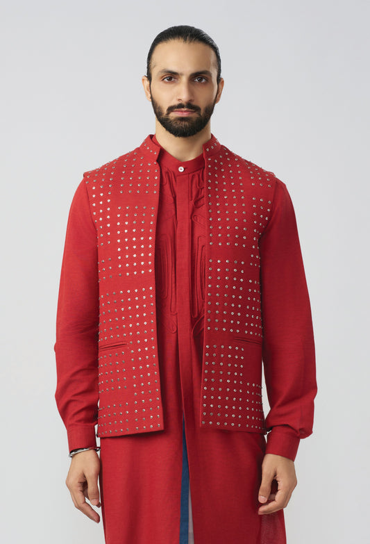 Block Studded Bandi Jacket - Royal Blue