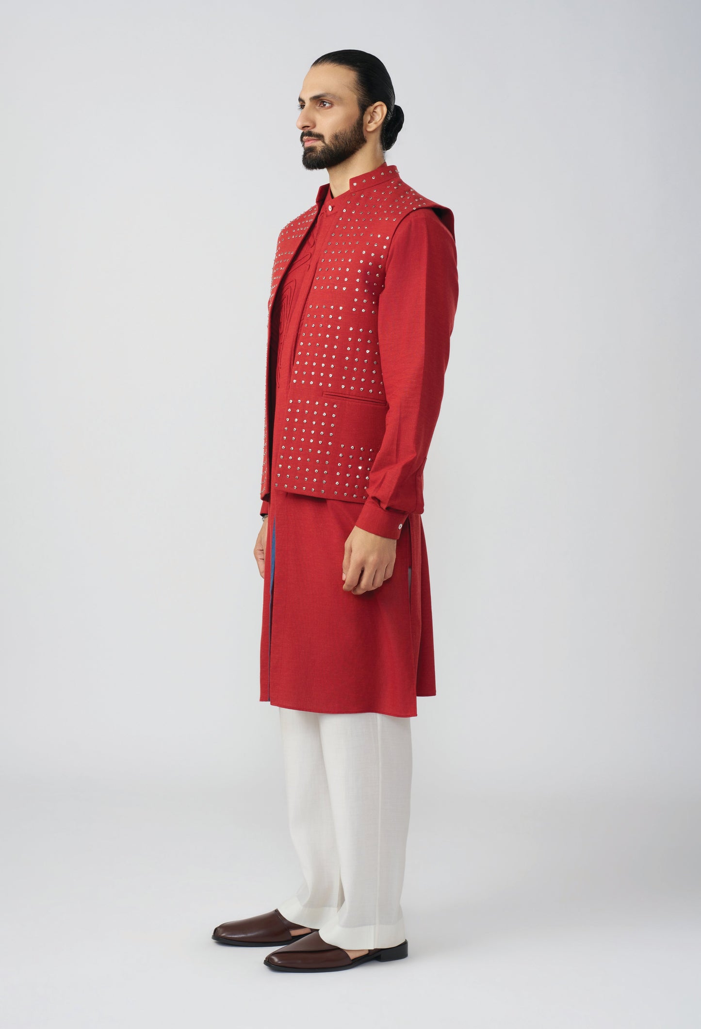 Block Studded Bandi Jacket - Royal Blue