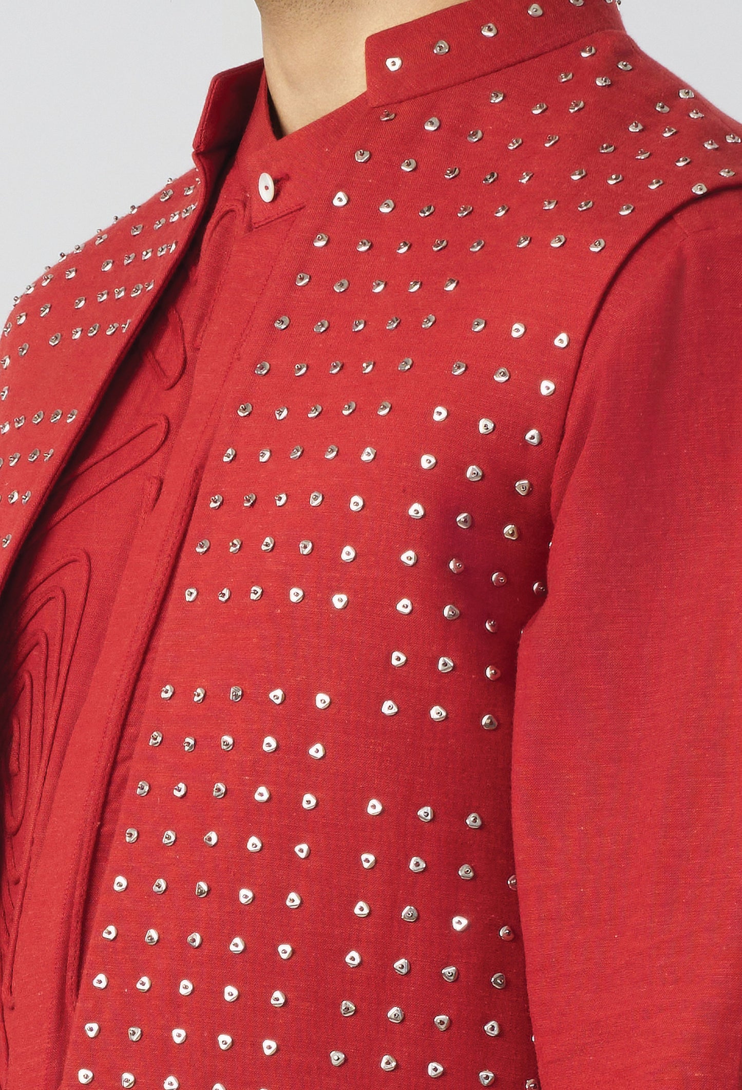 Block Studded Bandi Jacket - Royal Blue