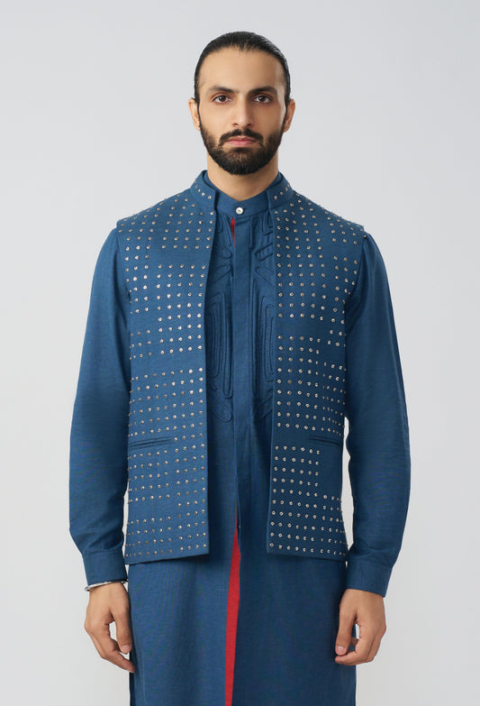 Block Studded Bandi Jacket - Rust