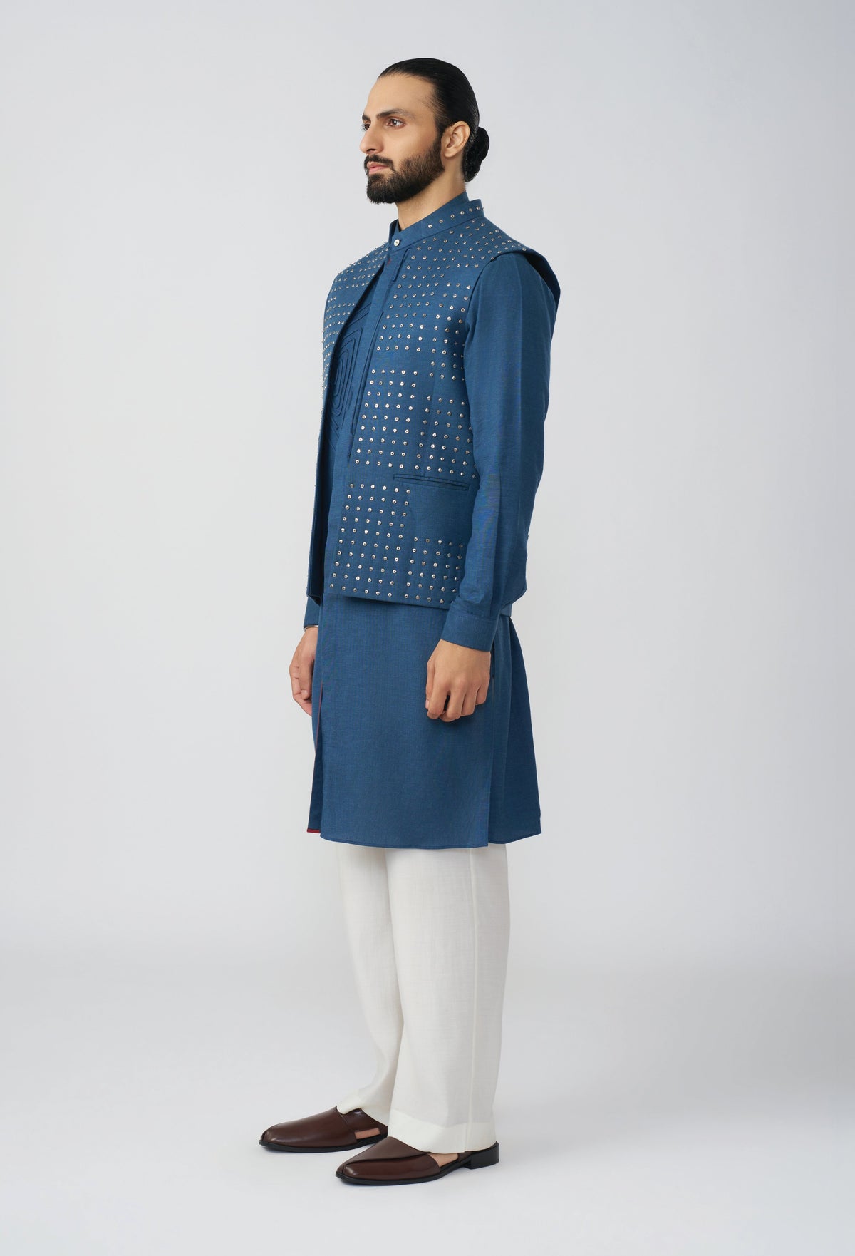Block Studded Bandi Jacket - Rust