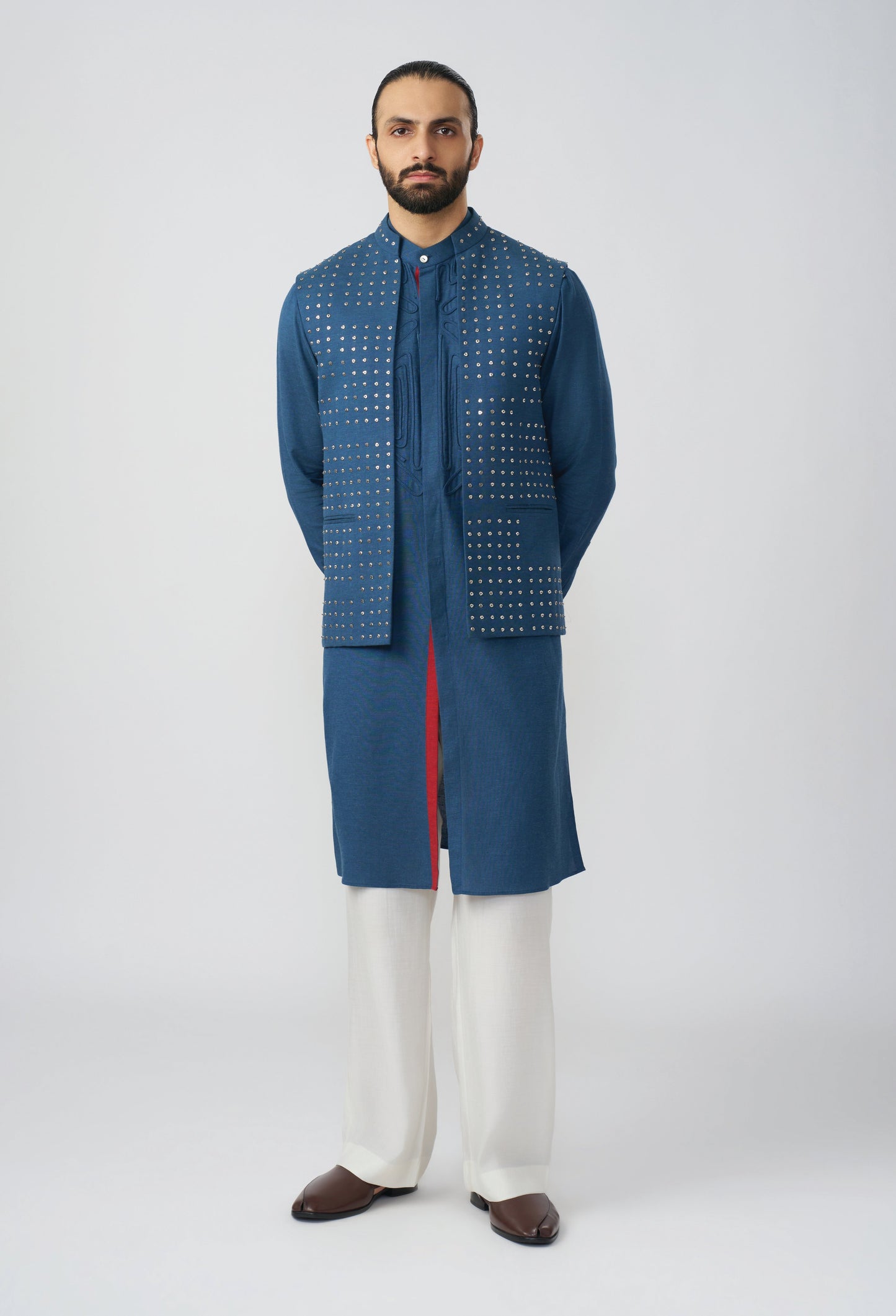 Block Studded Bandi Jacket - Rust