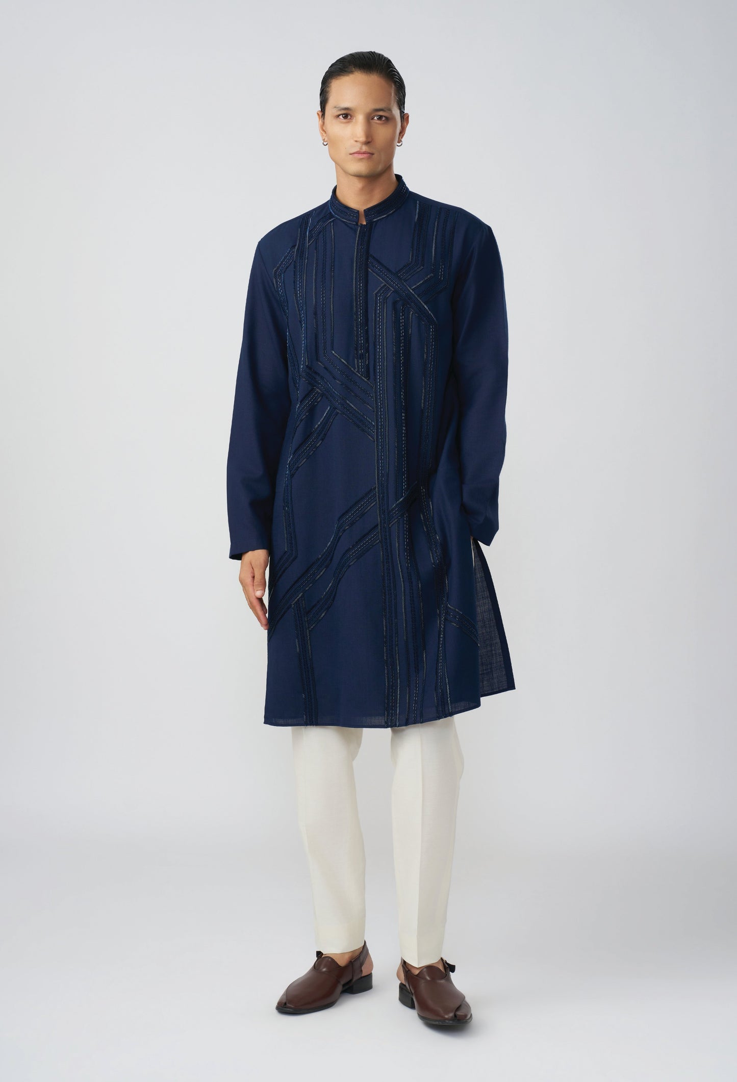 Carriageway Kurta - Navy Blue