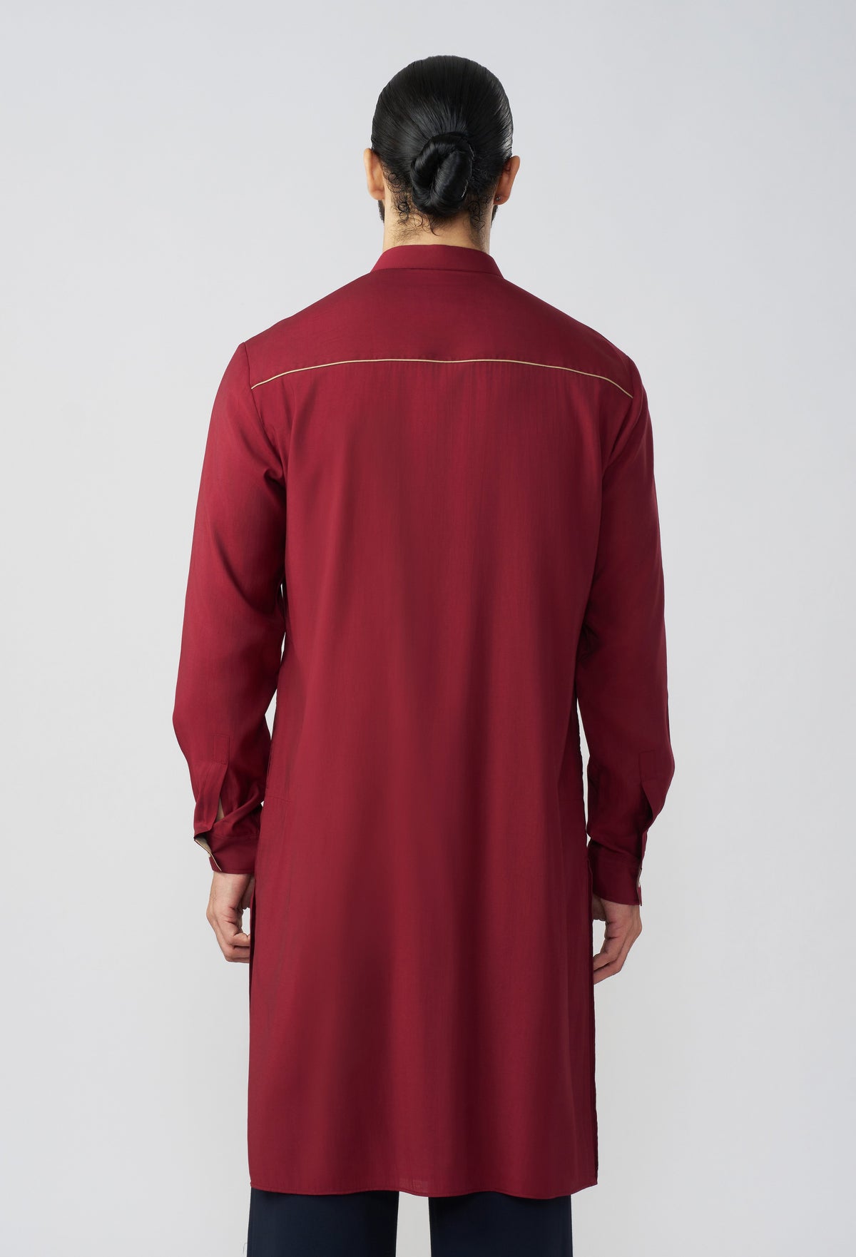 Carved Lines Kurta - Maroon