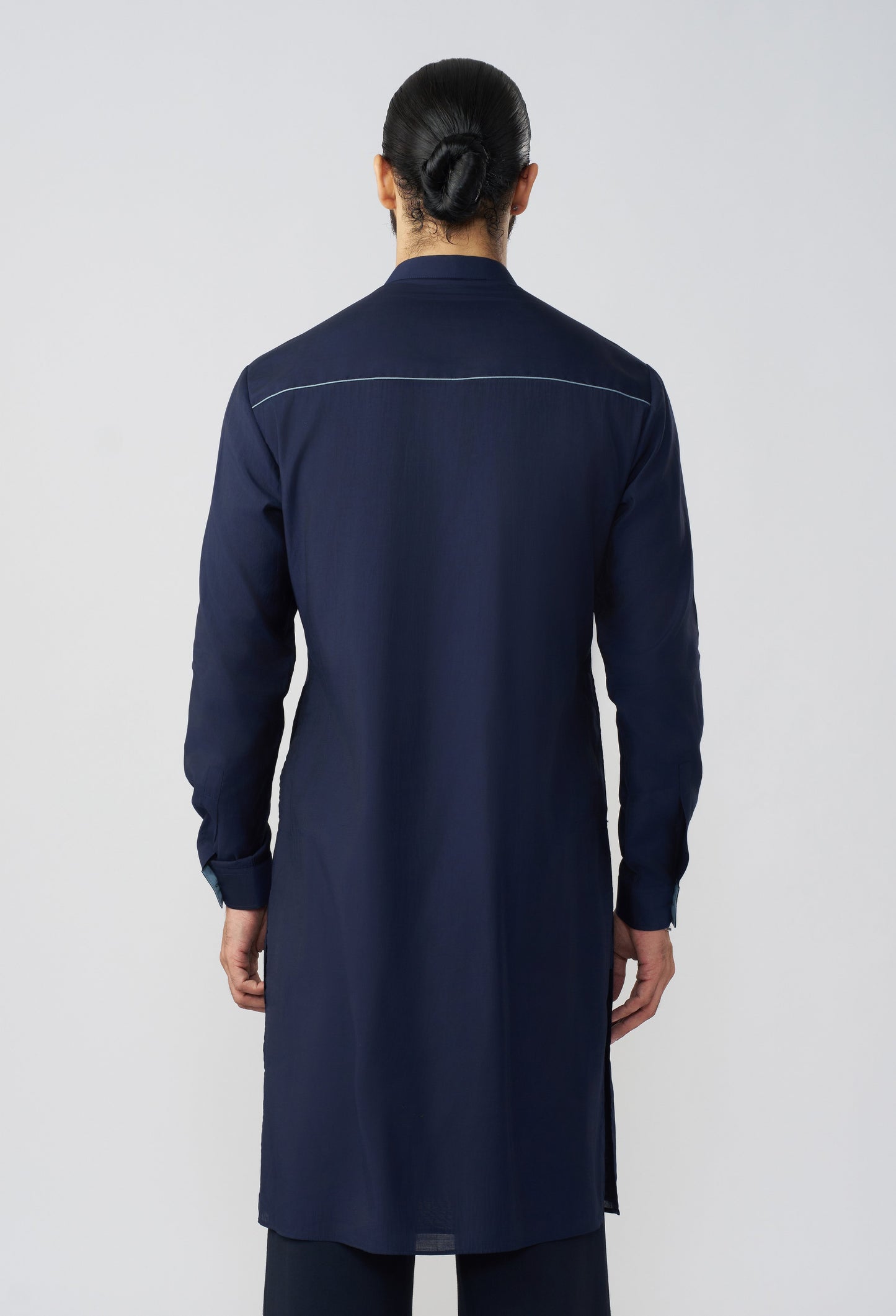 Carved Lines Kurta - Navy Blue