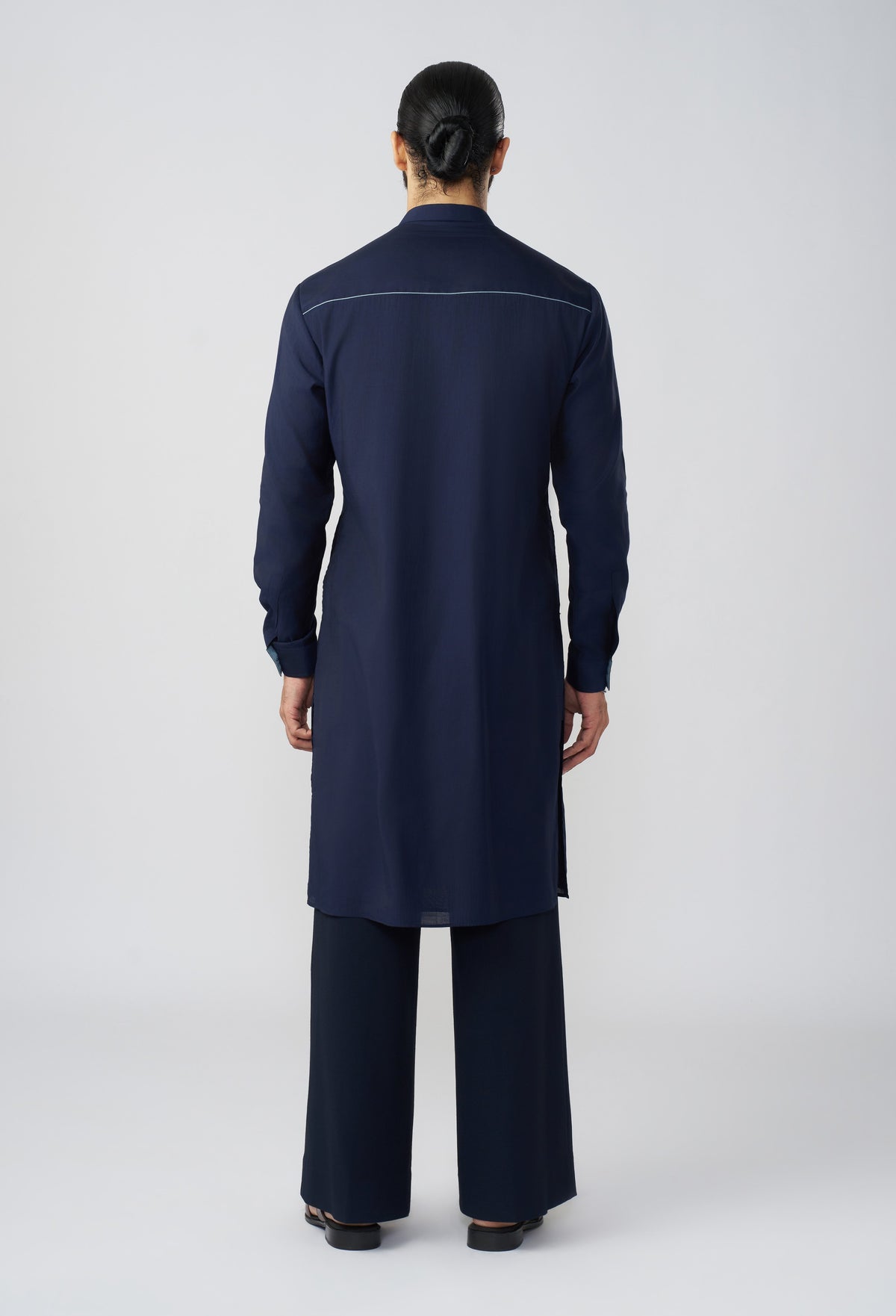 Carved Lines Kurta - Navy Blue