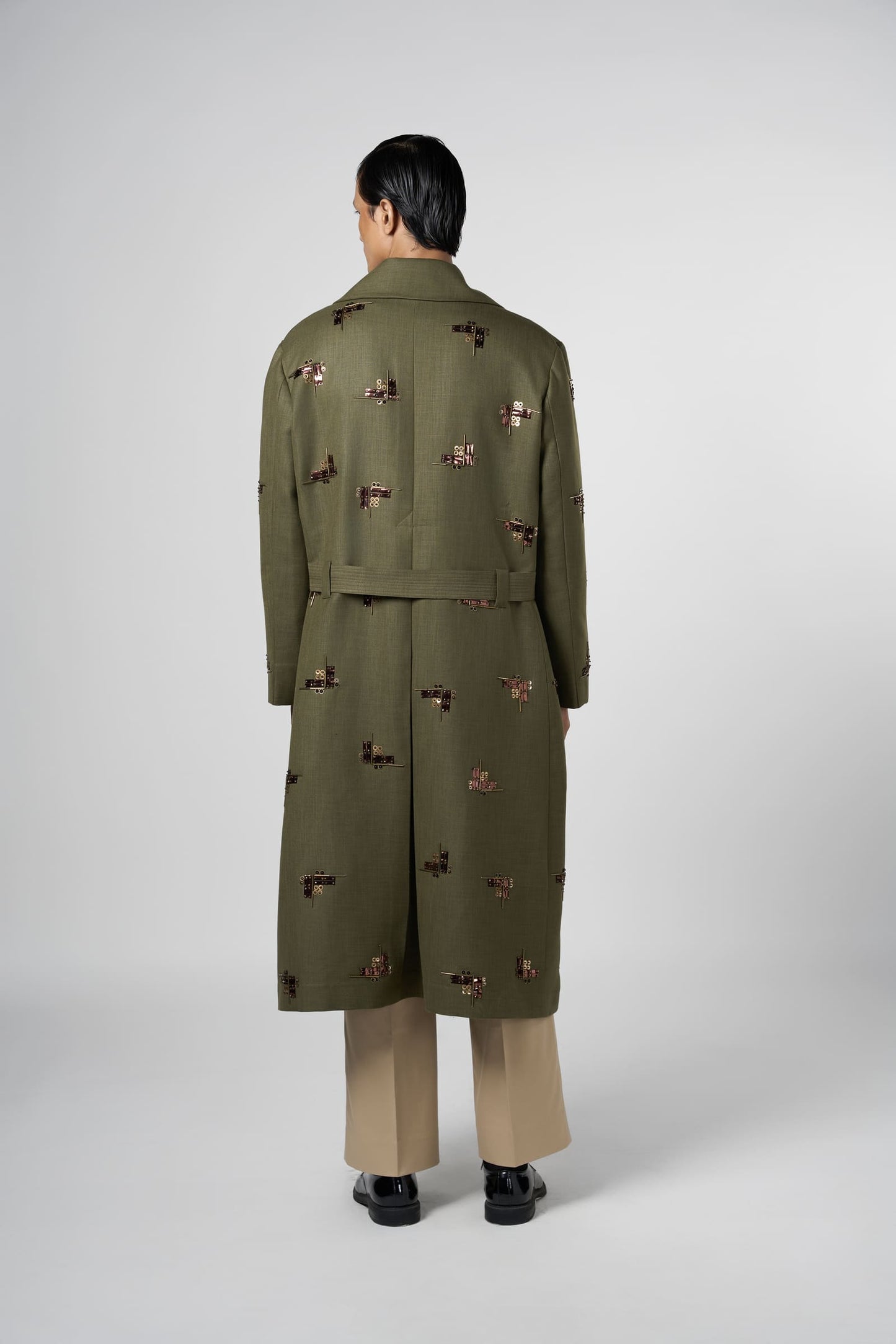 Beam Embroidered Motif Trench