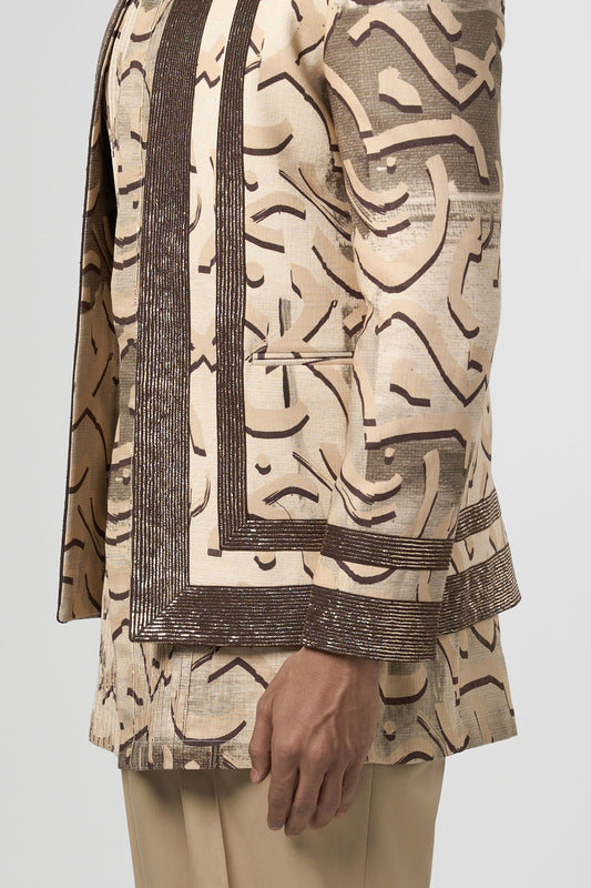 Beige Stucco Print Open Jacket