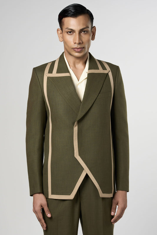 Olive Column Blazer