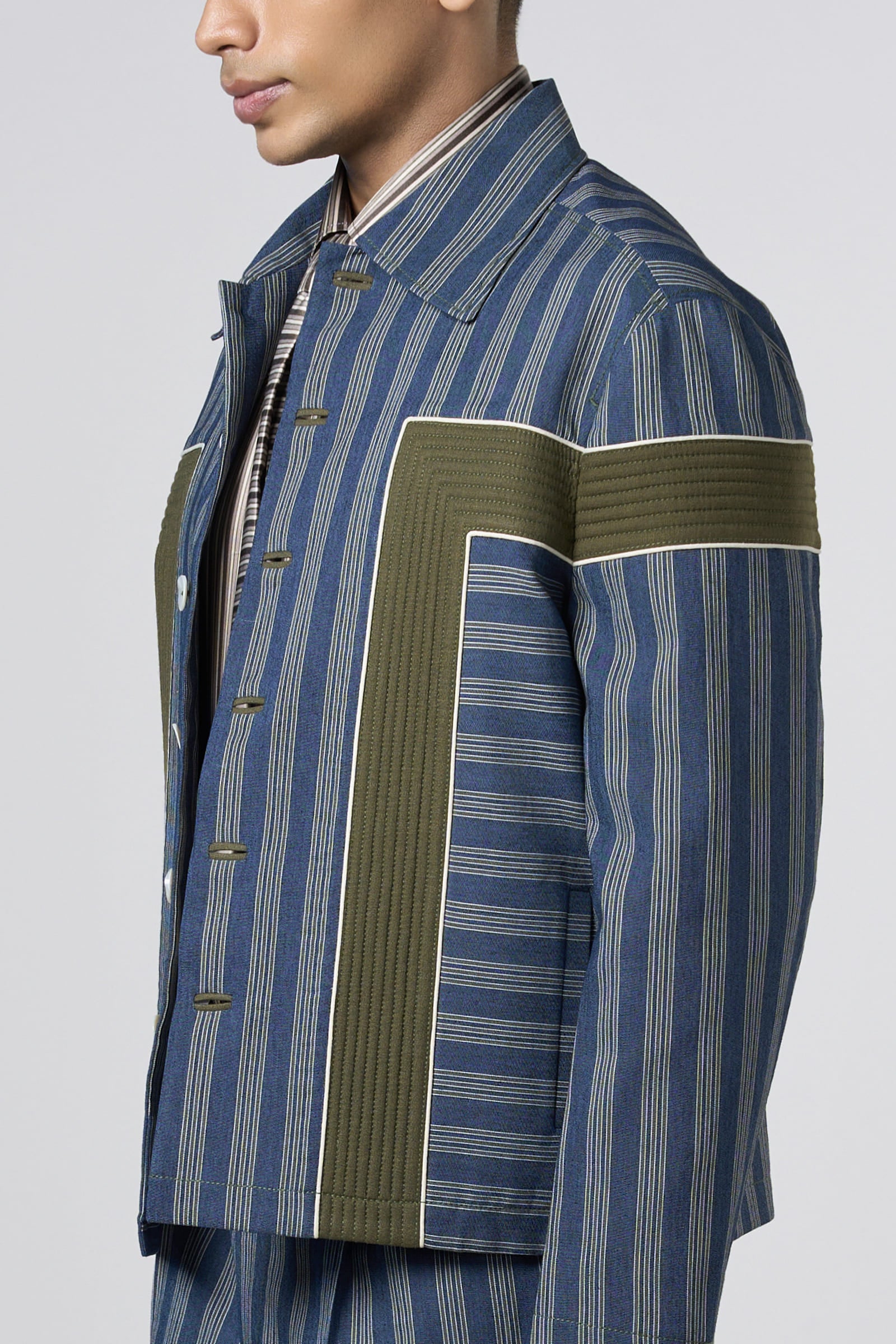 Structure Striped Denim Jacket – lineoutline