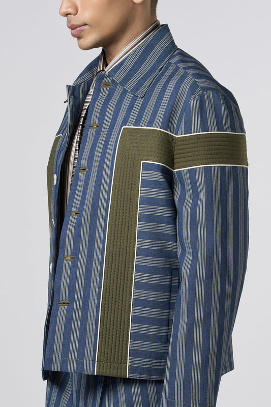 Structure Striped Denim Jacket