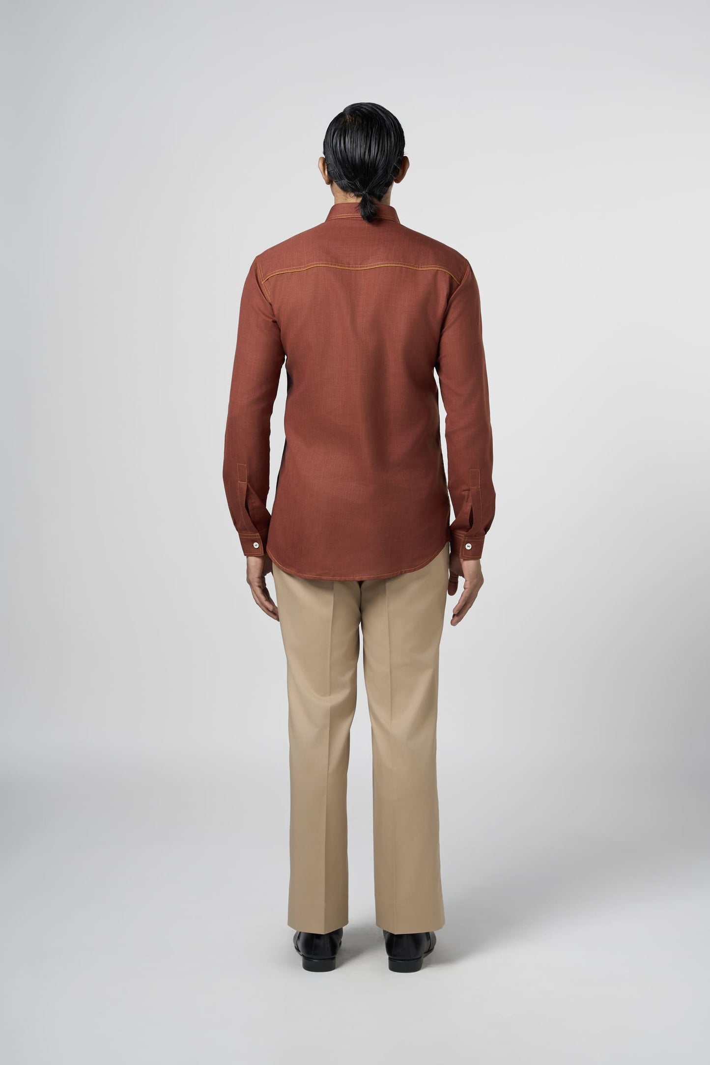 Rust Contrast Stitch Shirt