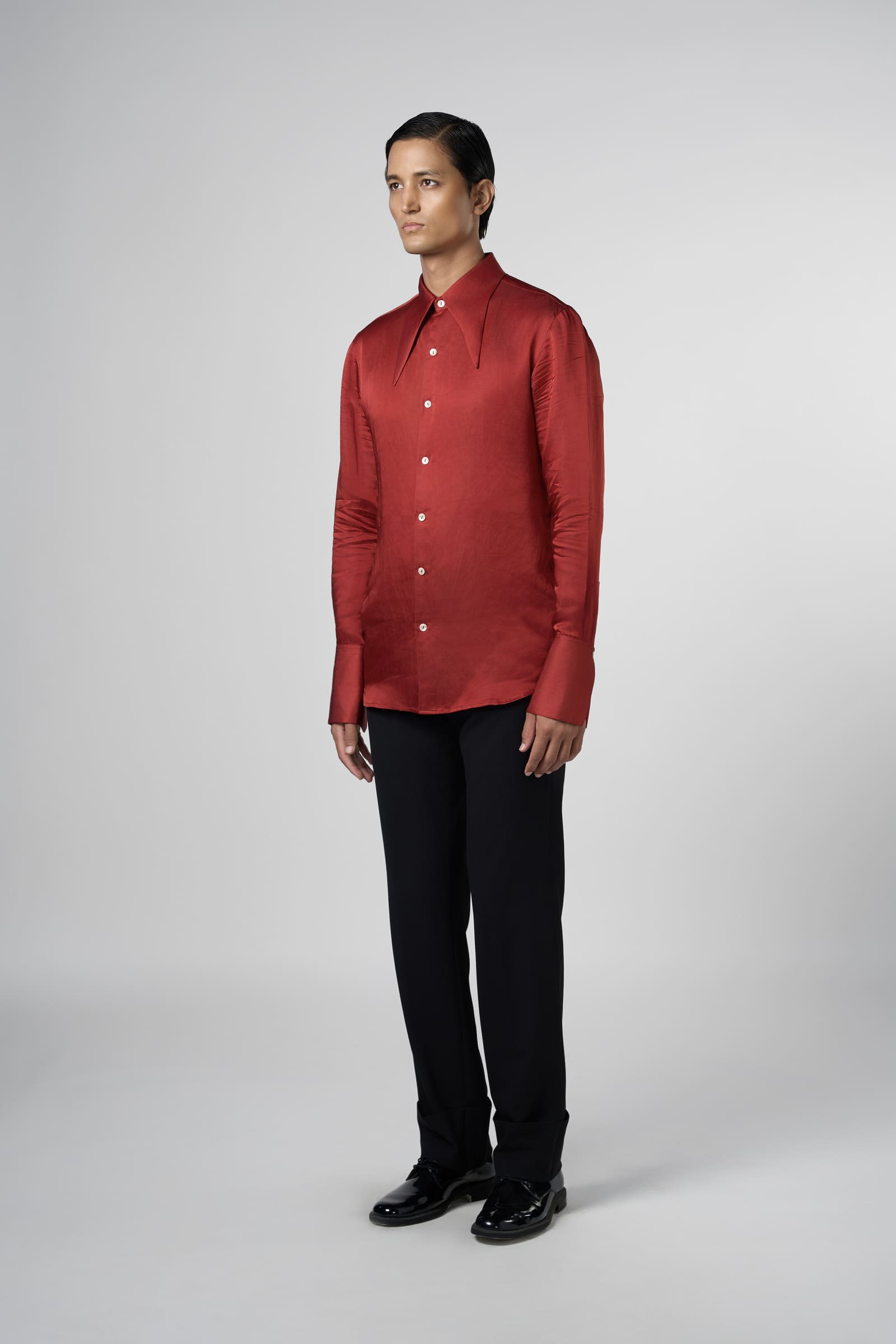 Tie Up Collar Shirt – lineoutline - Main Image