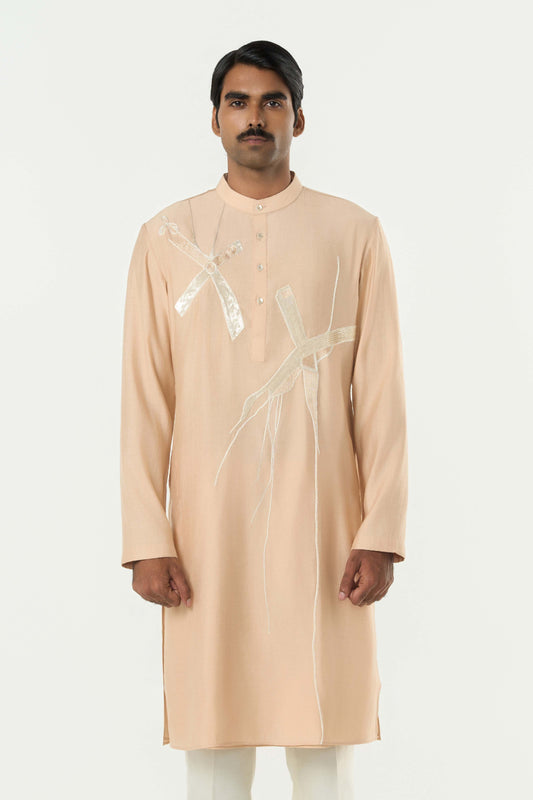 Axis Embroidered Kurta - Beige