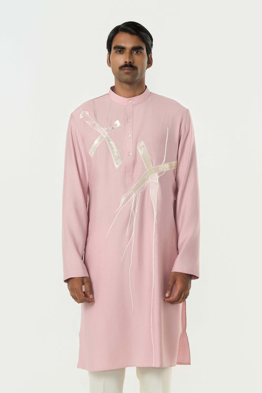Axis Embroidered Kurta - Pastel Pink