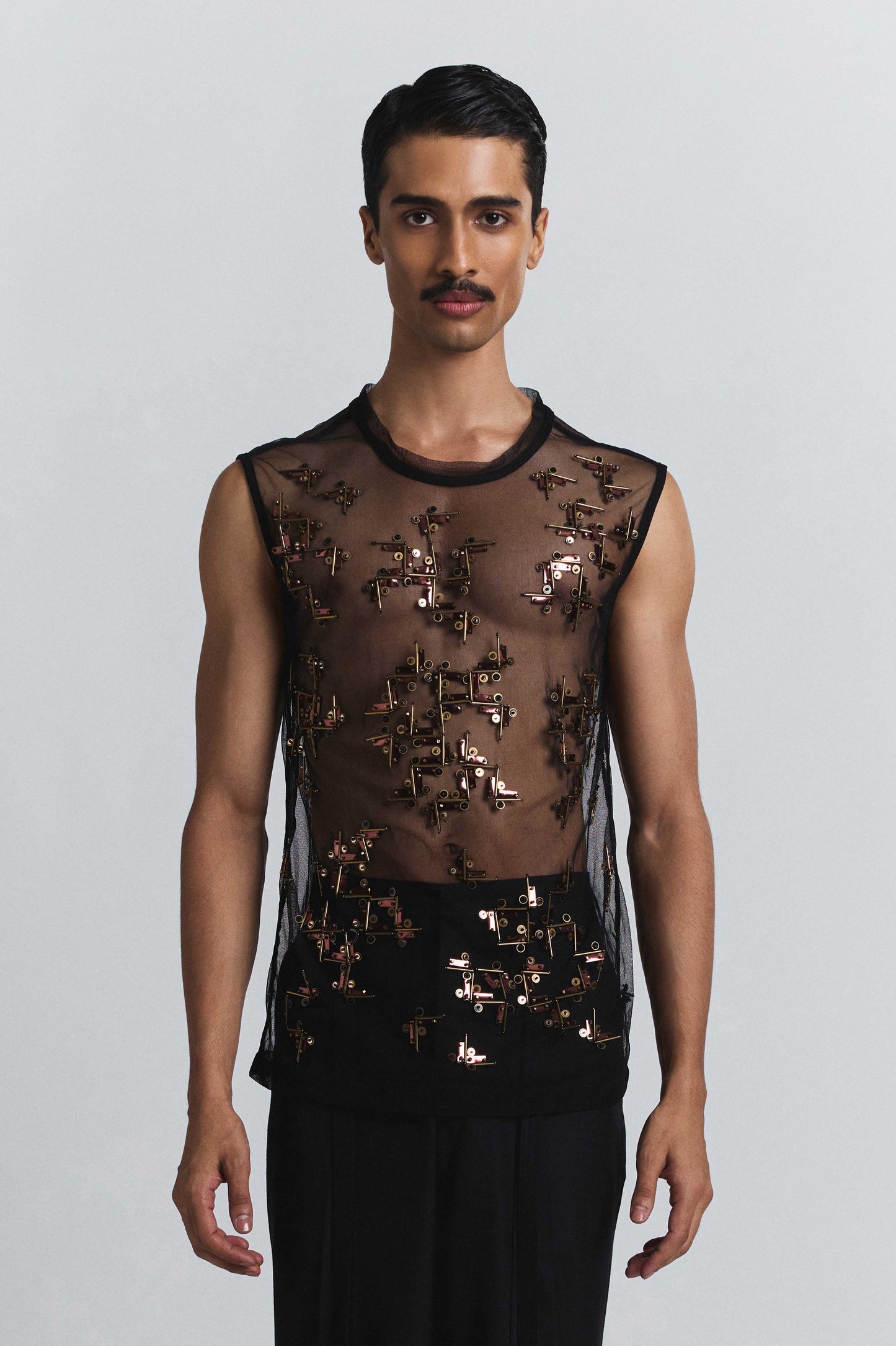 Beam Embellished Net Vest