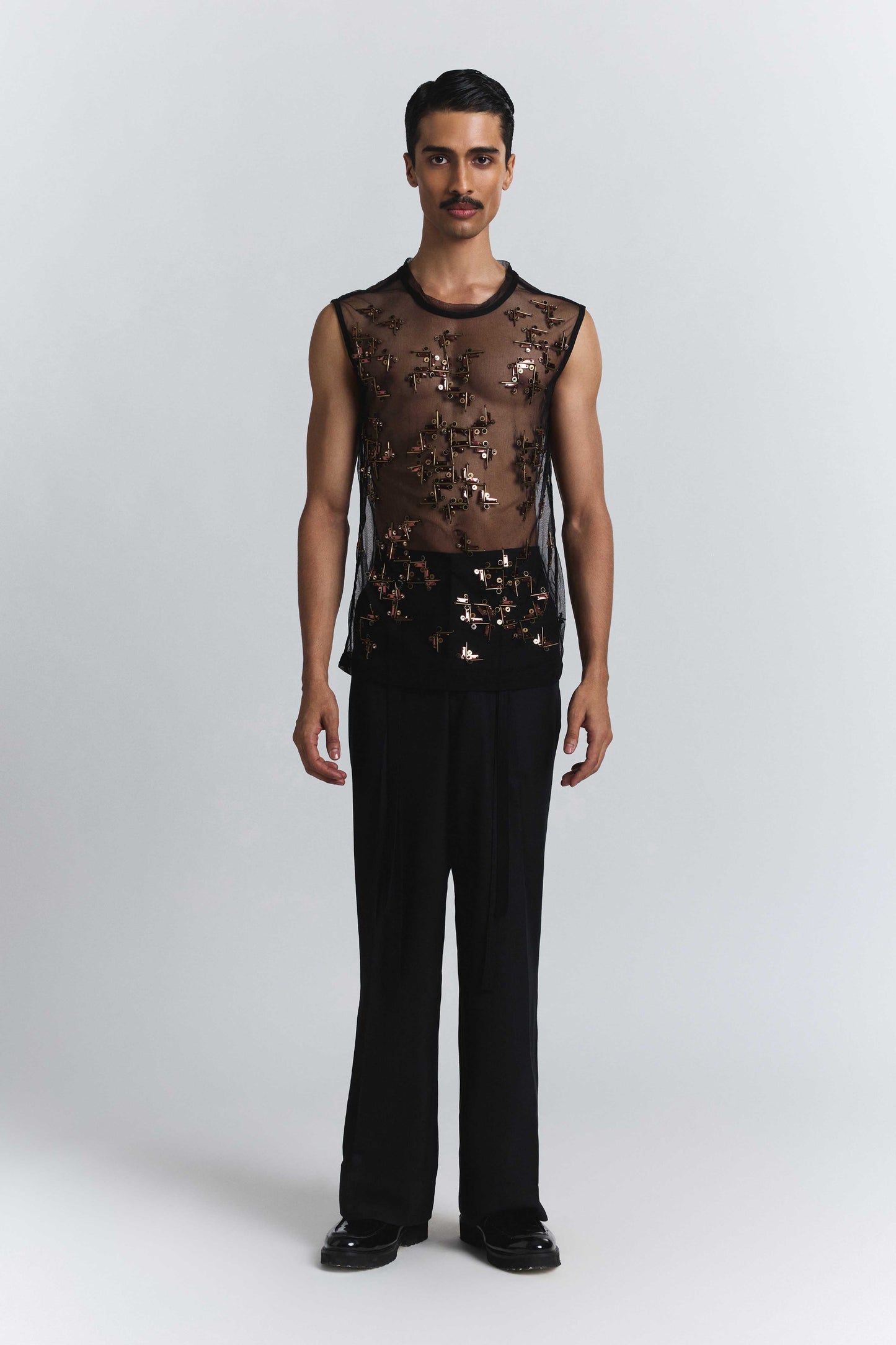 Beam Embellished Net Vest