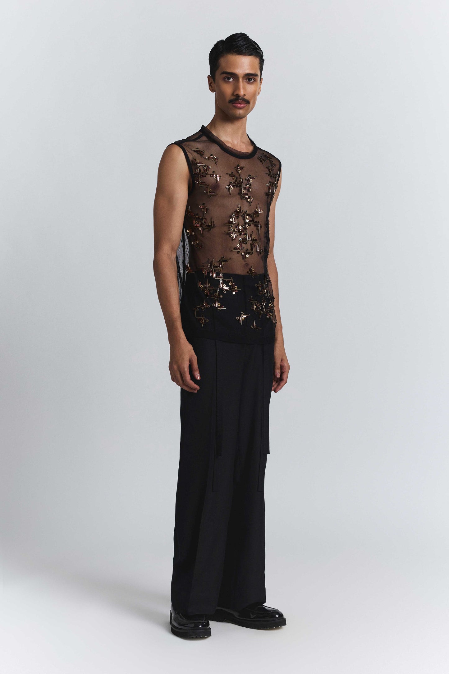 Beam Embellished Net Vest