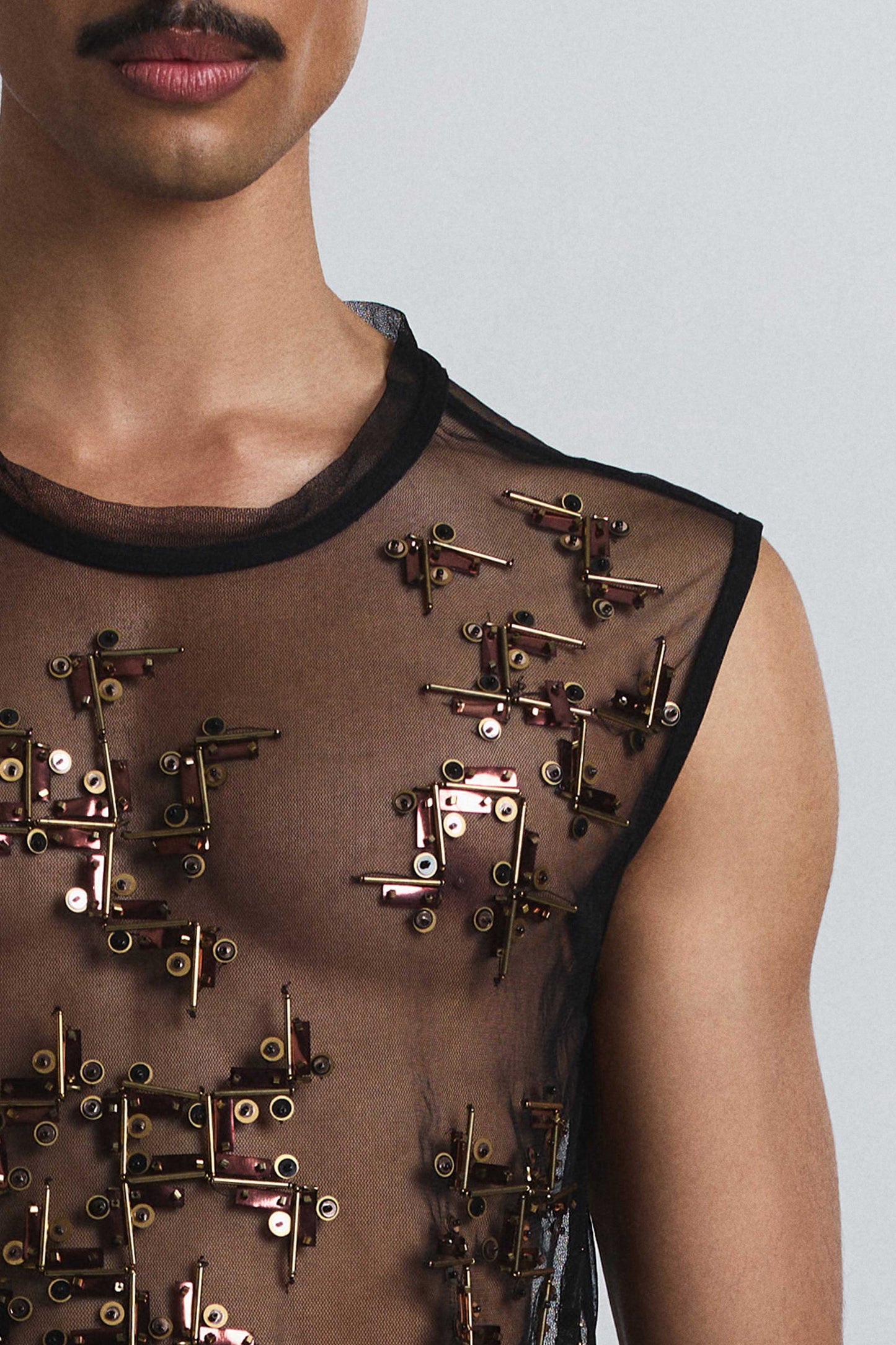 Beam Embellished Net Vest