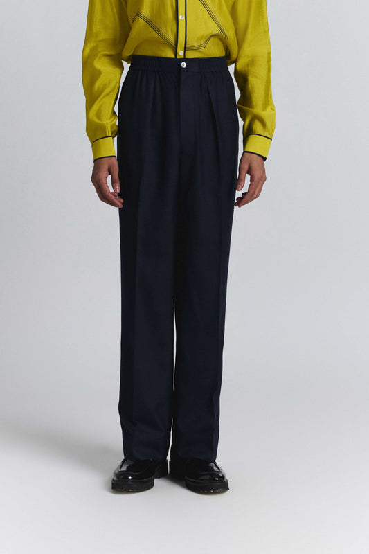 Blue Elastic Waist Band Pants