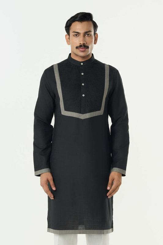 Circuit Pleat Kurta - Black