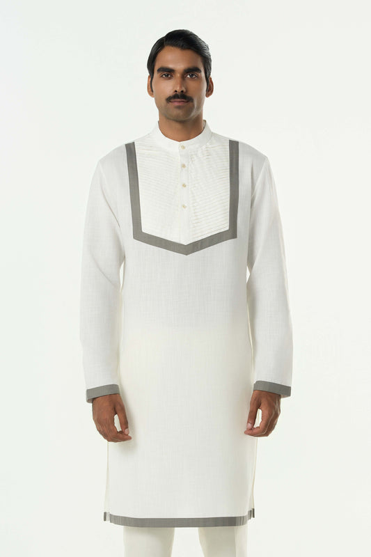 Circuit Pleat Kurta - White