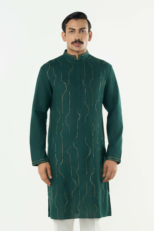 City Pulse Kurta - Bottle Green