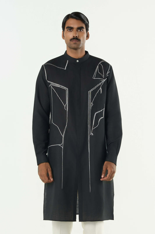 Classic Torrent Kurta - Black