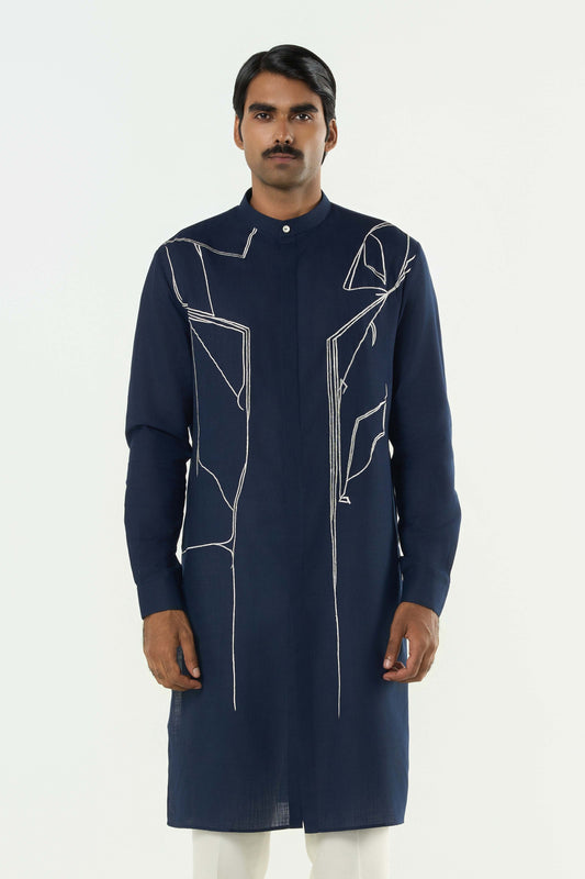 Classic Torrent Kurta - Navy Blue