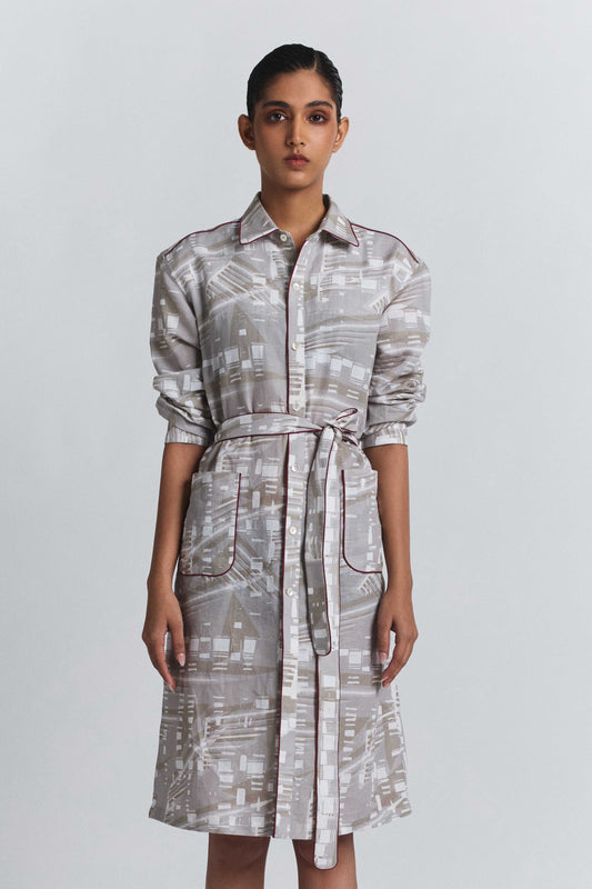 Contour Grid Shirt Dress