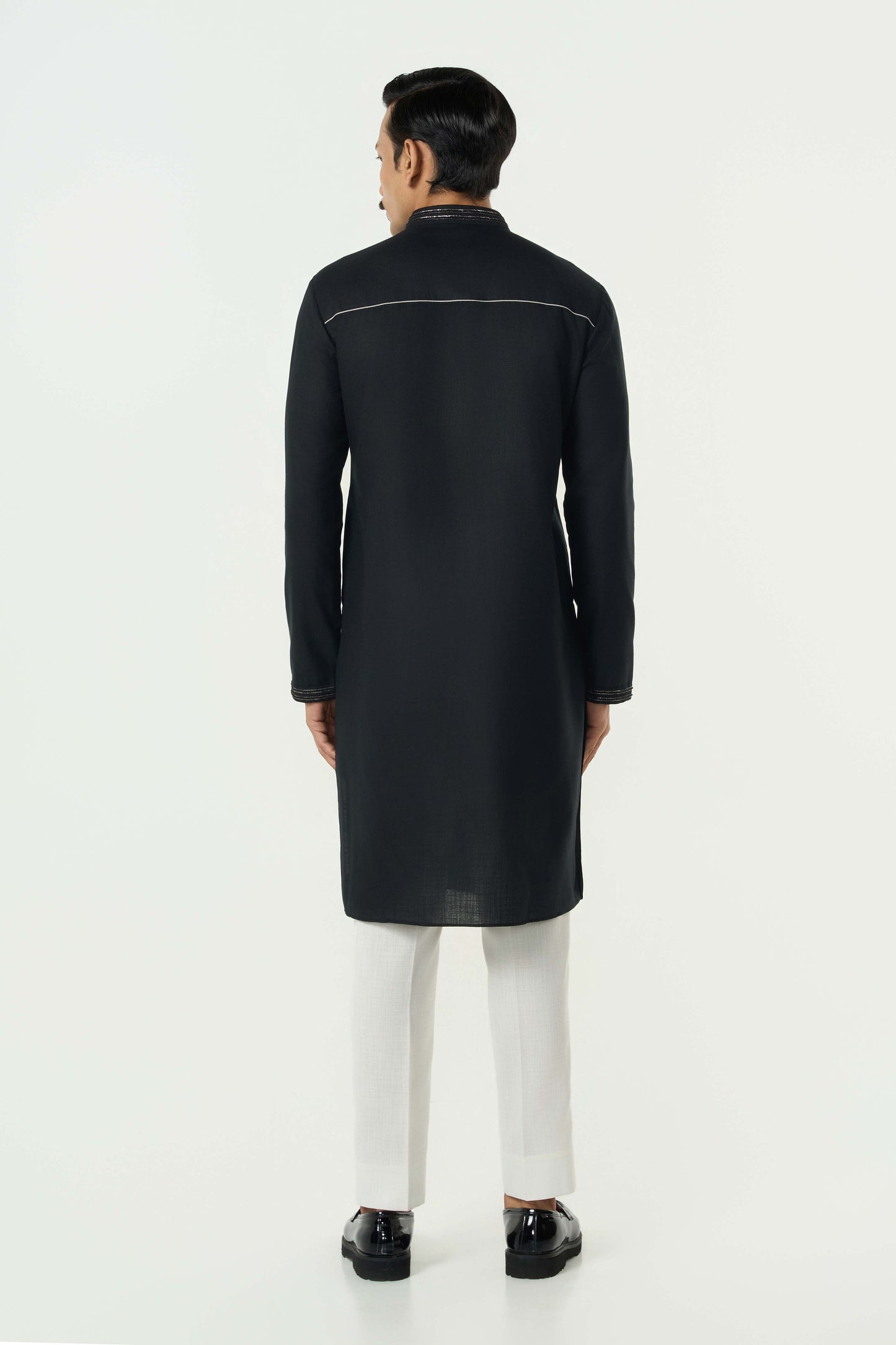 Geo Frame Kurta - Black