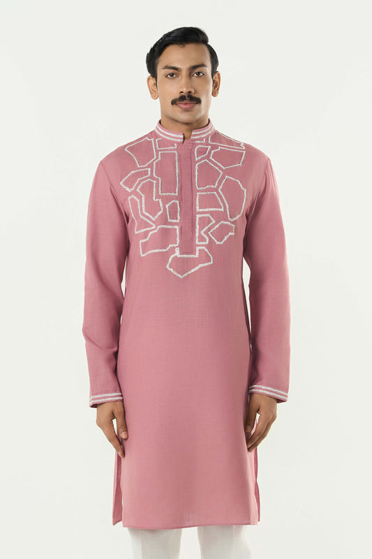 Geo Frame Kurta - Pink