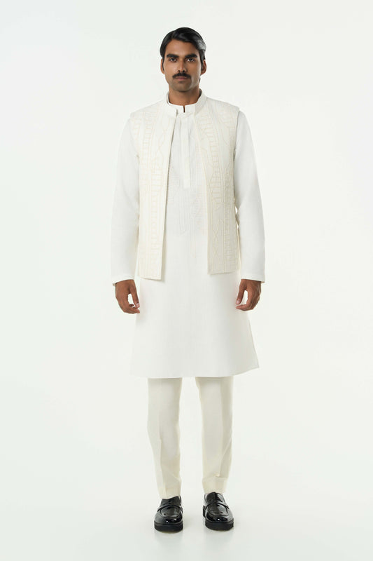Grill Grid Bandi Jacket Set - Off White