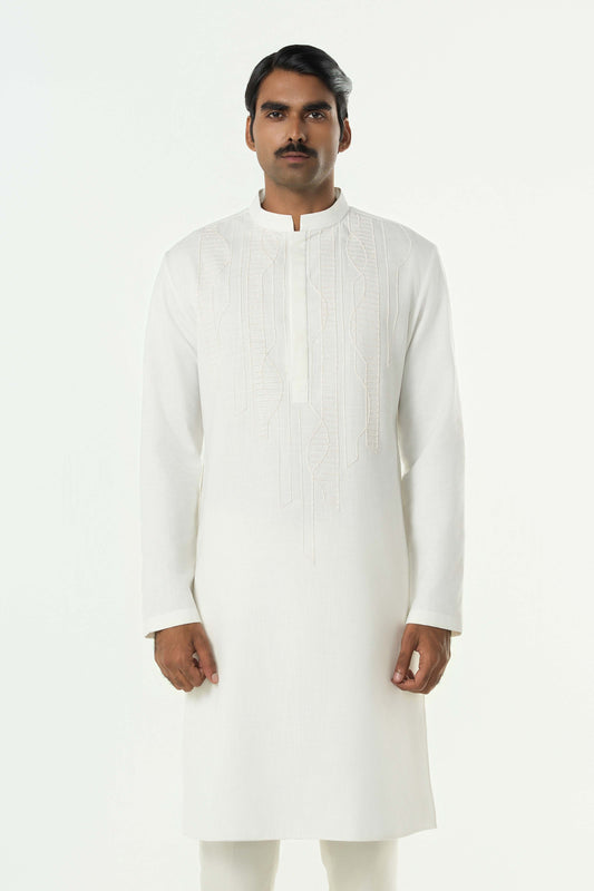 Grill Grid Kurta - Off White