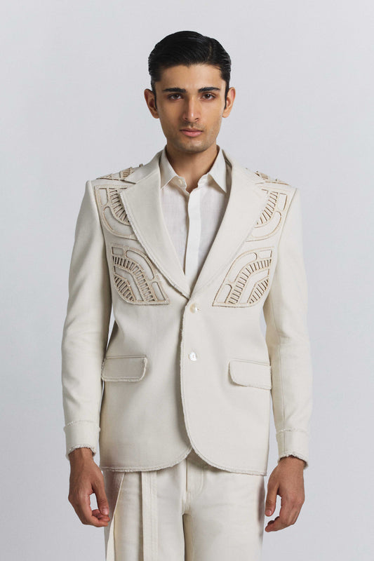 Ivory Laser Cut Blazer