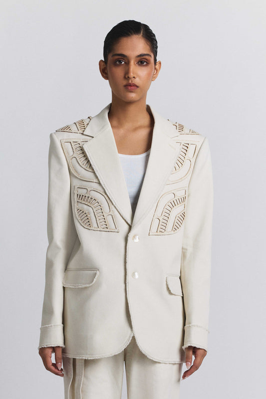 Ivory Laser Cut Blazer