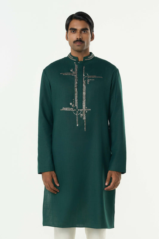 Lunar Bay Kurta - Bottle Green