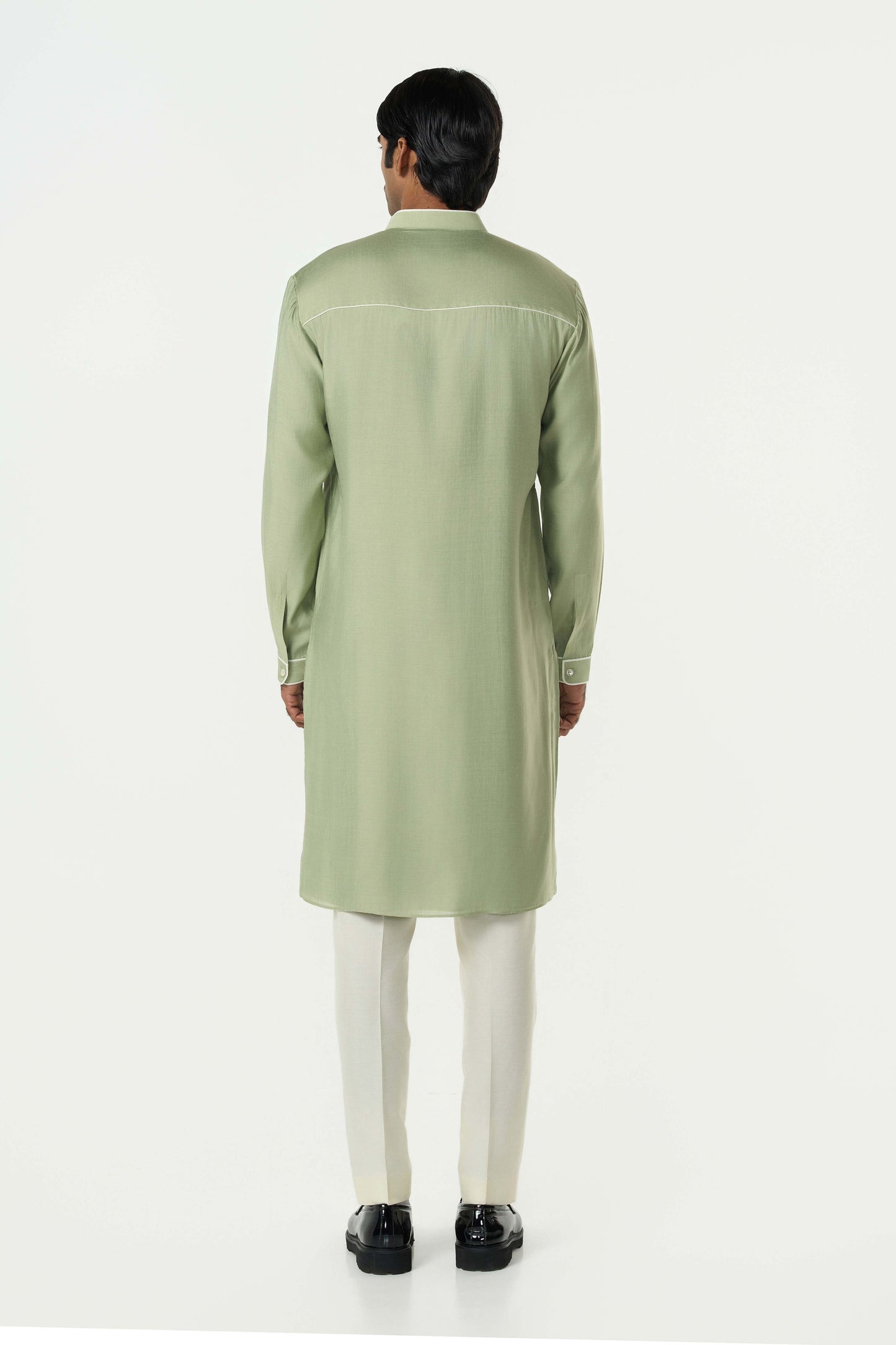 Meta Grid Kurta - Sage Green