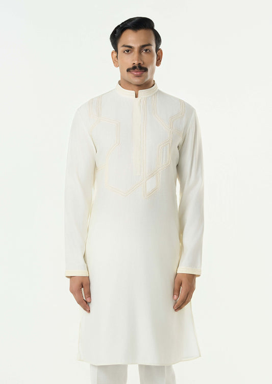 Meta Twist Kurta - Ivory