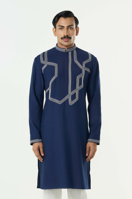 Meta Twist Kurta - Navy Blue