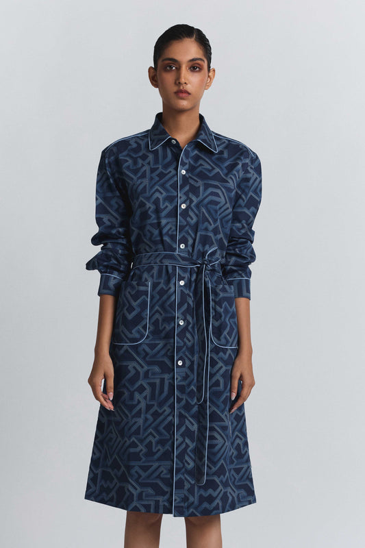Navy Transitional Shirt Dress