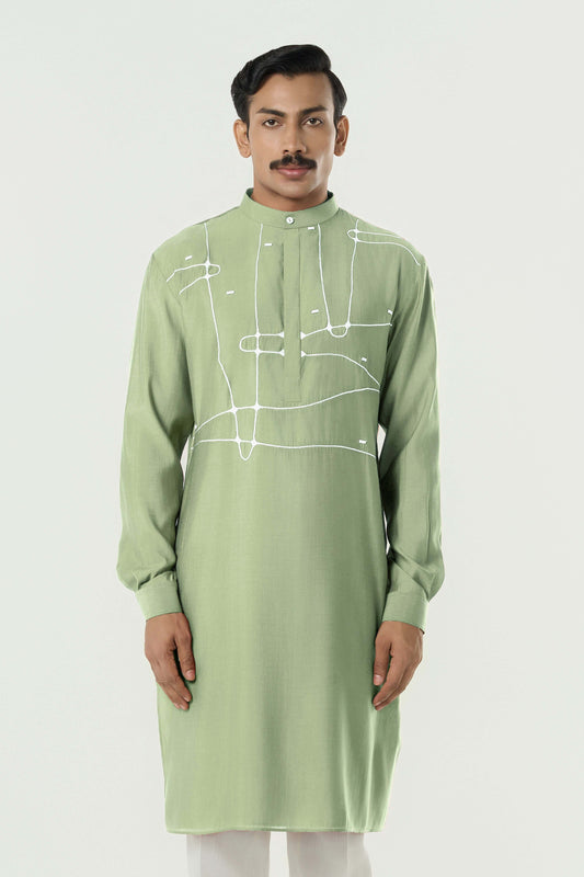Pixel Warp Kurta - Sage Green