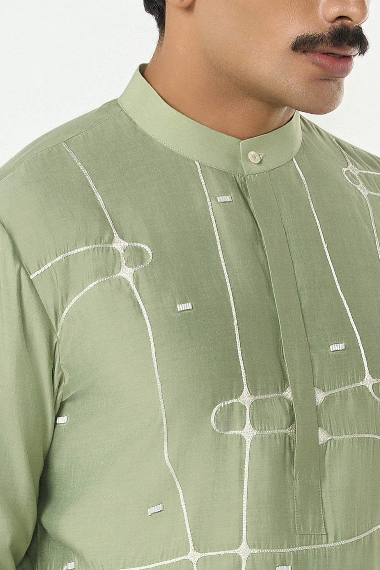 Pixel Warp Kurta - Sage Green