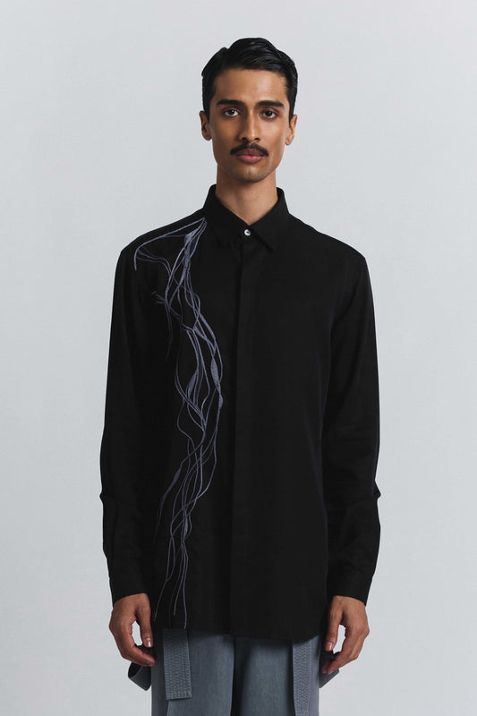 Polylineal Embroidered Shirt