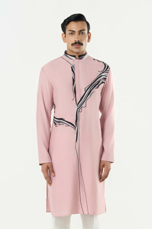 The Abstract Kurta - Pastel Pink