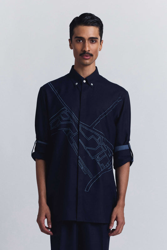 Urban Layout Embroidered Shirt