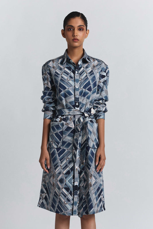 Vortex Print Shirt Dress