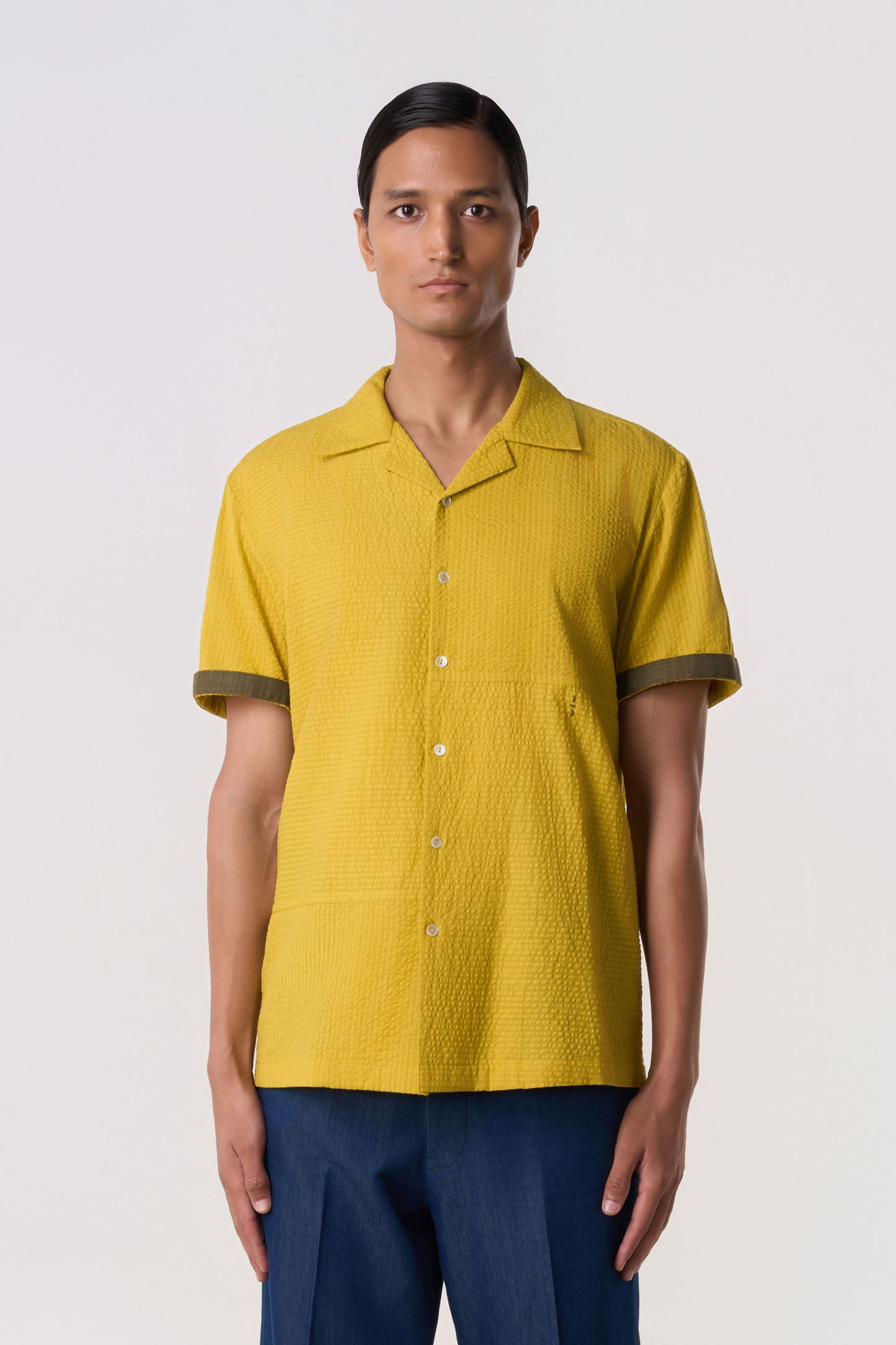 Citrine Seersucker Camp Shirt