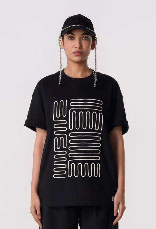 Contour Piping T-Shirt Black