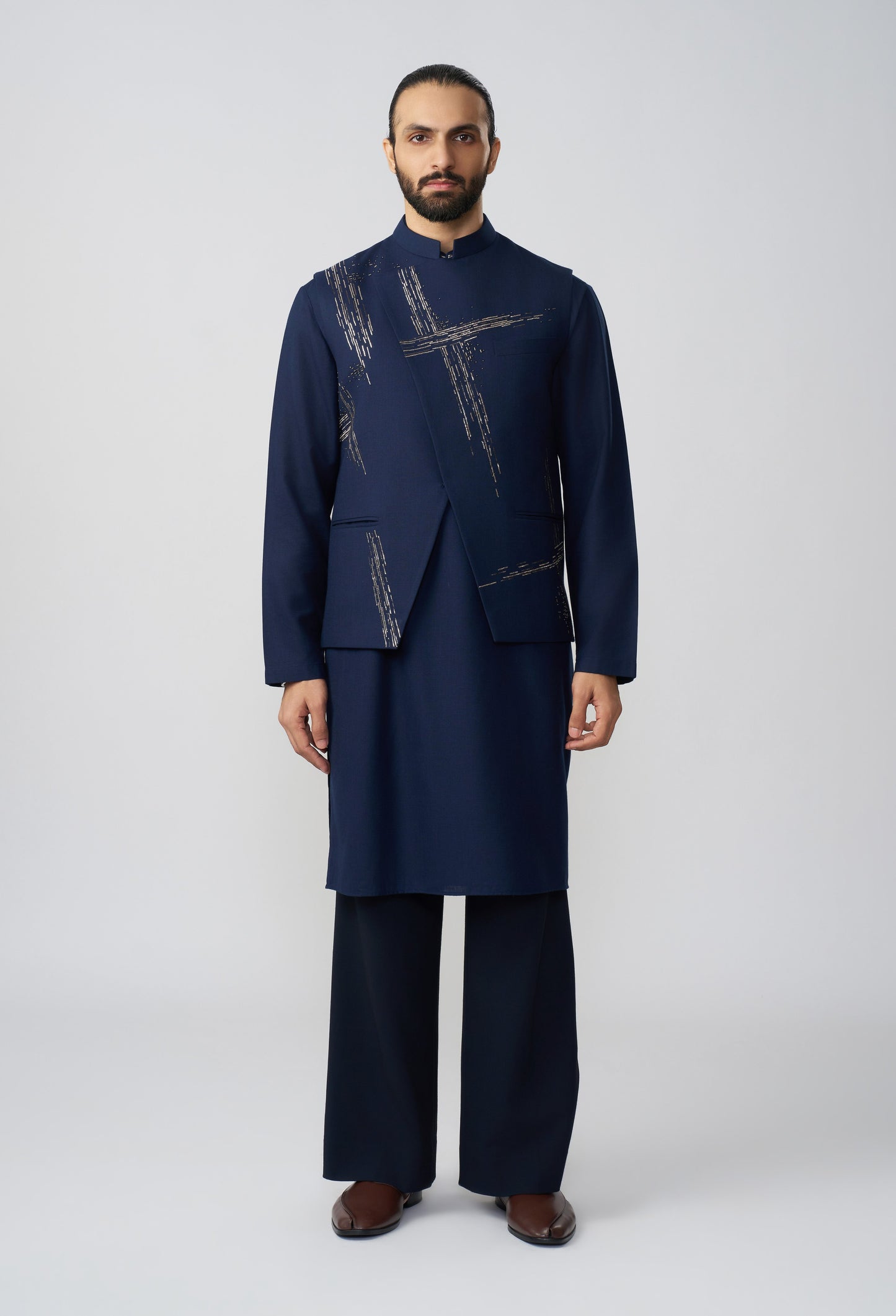 Crosshatch Pitta Bandi Jacket - Navy Blue